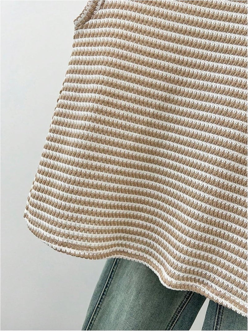 MakeMeChic Girl's Striped Sweater Vest Crew Neck Sleeveless Y2K Summer Knitted Tank Tops - Image 4